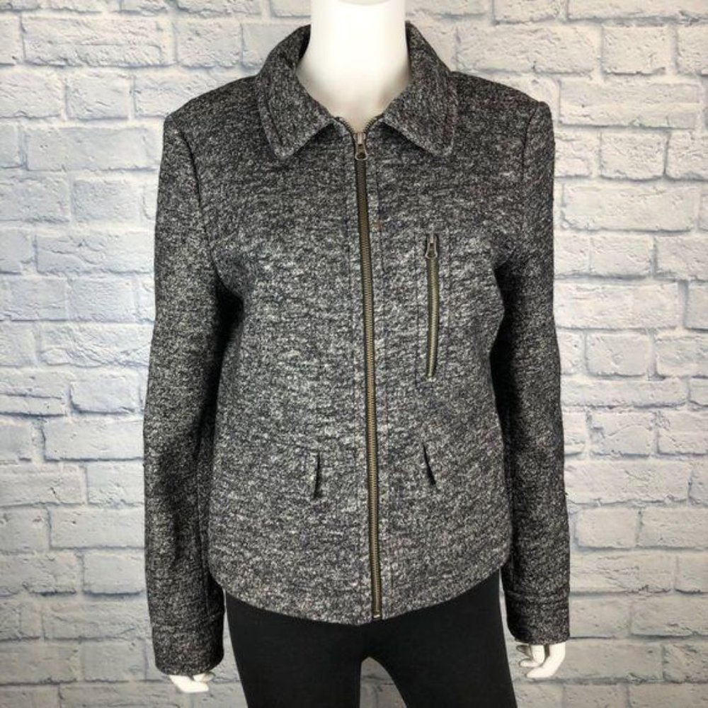 LOFT Gray Wool Zip Up Jacket Size Large
